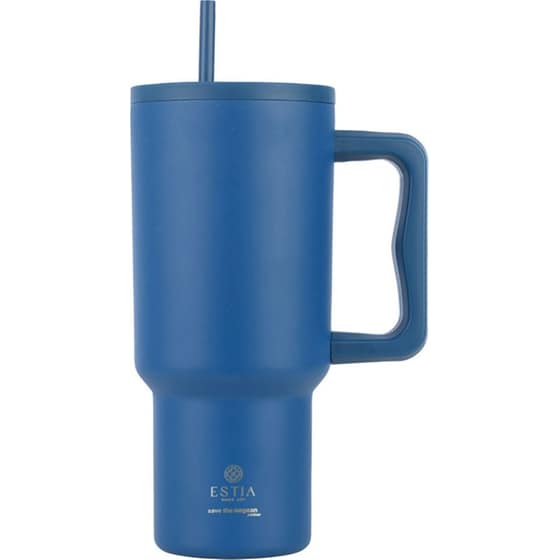 Κούπα Θερμός Estia Με Λαβή & Καλαμάκι 900ml Save The Aegean Tumbler Denim Blue image 0