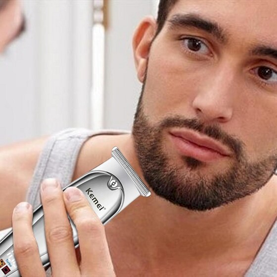 KEMEI KM-637 Κουρευτική Μηχανή Επαναφορτιζόμενη Ασημί image 3