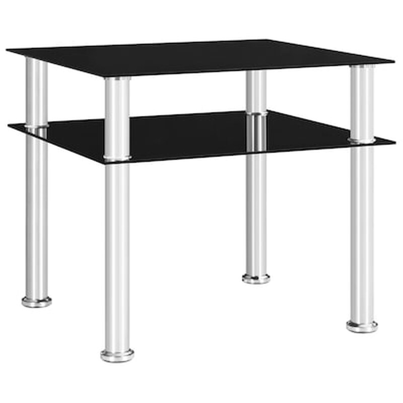 Τραπεζάκι Σαλονιού VidaXL από Ψημένο Γυαλί 45x50x45cm - Μαύρο