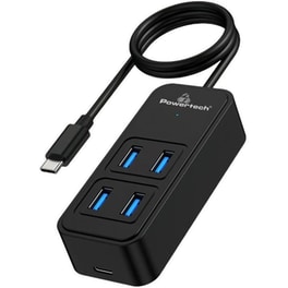 Powertech PTR-0156 USB Hub USB 3.2 με  4 θύρες - Μαύρο