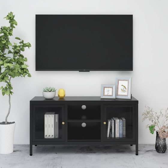 Έπιπλο Τηλεόρασης VidaXL Ατσάλι Και Γυαλί 105x35x52cm - Μαύρο image 2