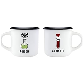 Σετ Κούπες Legami Espresso For Two Mm0007  Mini Poison-antidote Κεραμικές  50 ml - Λευκό