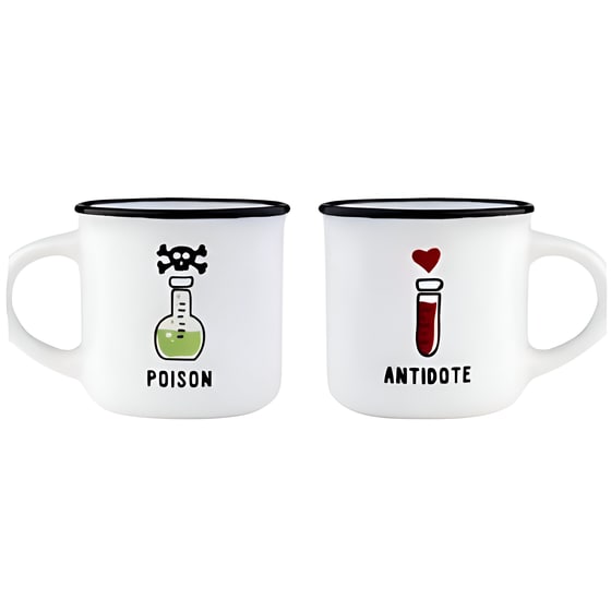 Σετ Κούπες Legami Espresso For Two Mm0007  Mini Poison-antidote Κεραμικές  50 ml - Λευκό image 0