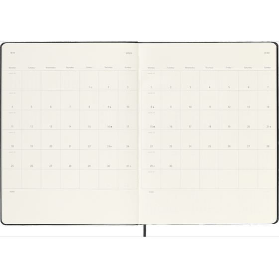 Ημερολόγιο Εβδομαδιαίο Moleskine 2025-2026 18Μ XL Black Hard image 3