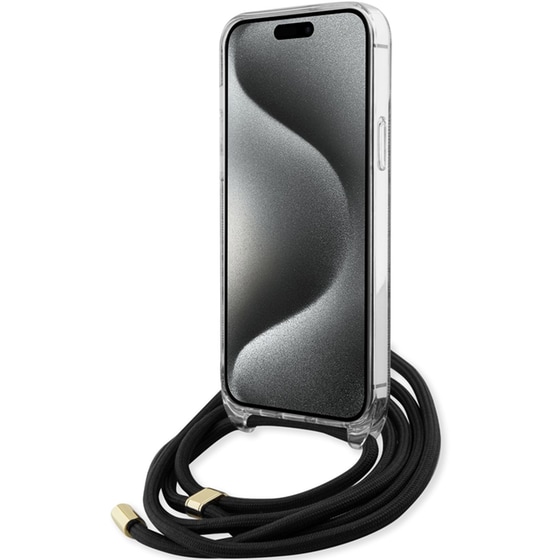 Θήκη Apple iPhone 15 Pro Max - Guess 4g Logo Collection Crossbody Hard Case με Script Metal Logo - Μαύρο image 2