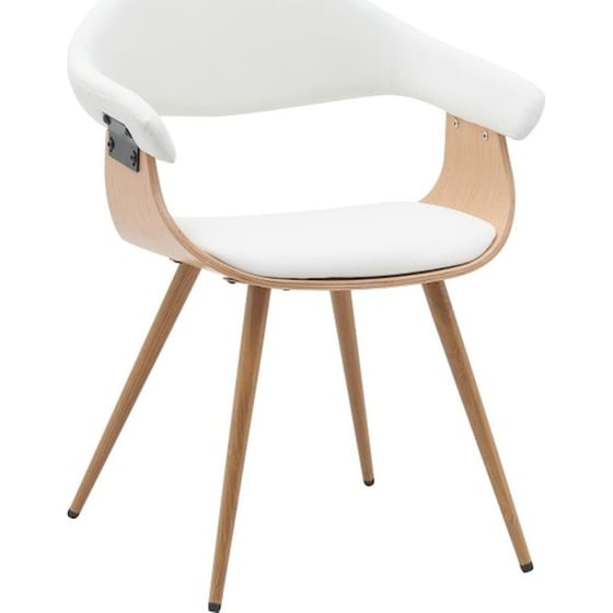 Καρέκλα Επισκέπτη 24Mall Debora από Τεχνητό Δέρμα & Ξύλο Plywood - Λευκή/Καφέ image 0