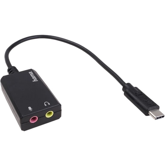 Αντάπτορας Hama USB-C Male σε 2x 3.5mm Jack Male - Μαύρο image 1