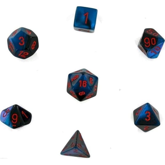 Σετ Ζάρια - 7 Dice Set Gemini Polyhedral Black-Starlight With Red Chessex image 1