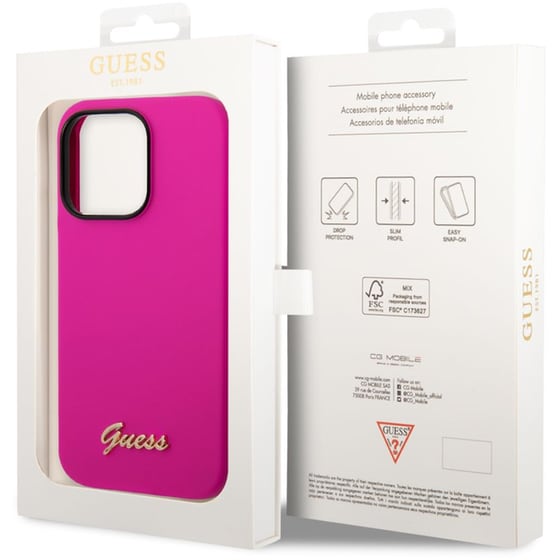 Guess “vintage Script Gold Logo Collection” Σκληρή Θήκη Προστασίας Από Σιλικόνη – Apple Iphone 14 Pro (φουξια) image 7