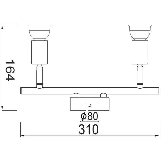 Σποτ Δίφωτο Aca Trinity Μεταλλικό 31x16.4 cm - Μαύρο image 1