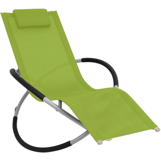 Ξαπλώστρα Παραλίας/Κήπου VidaXL σε Γεωμετρικό Σχήμα Ατσάλινη με Προσκέφαλο 144x74x85 cm - Πράσινο image 0