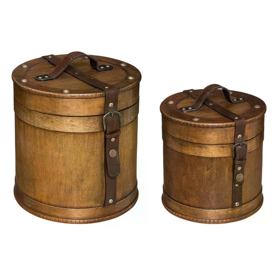 Σετ Κουτιά Αποθήκευσης Spitishop 182352 2τμχ Ξύλινα - Καφέ image 0