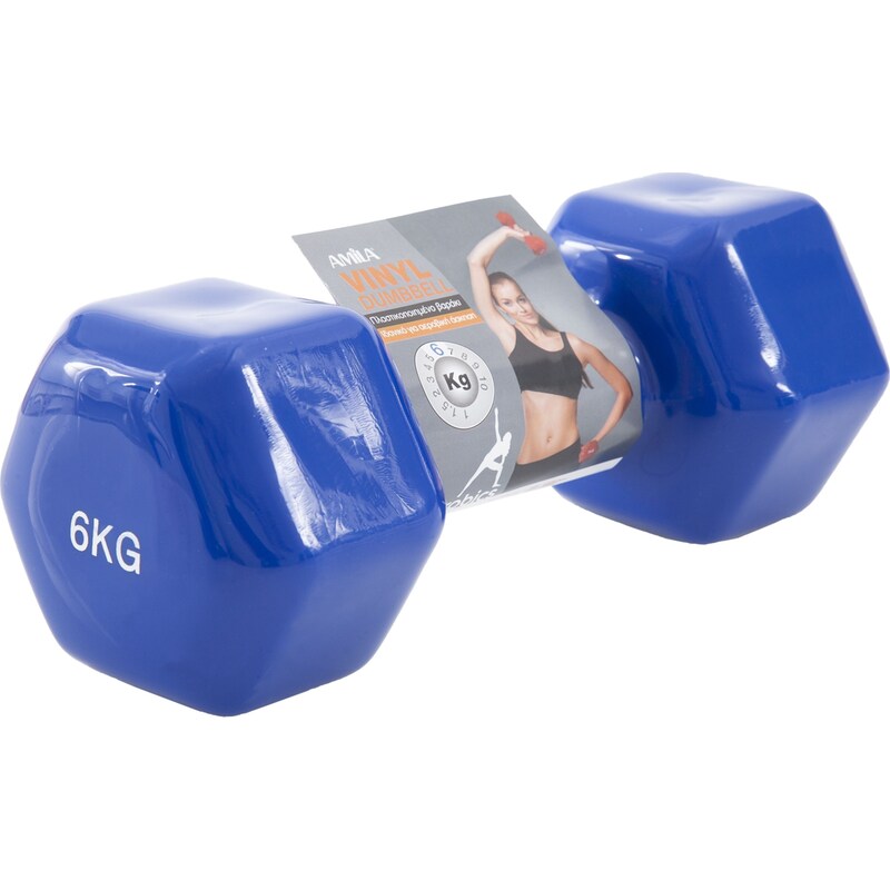 Βαράκι Εξάγωνο 6kg Amila 44120 Βινυλίου από Χυτοσίδηρο - Μπλε