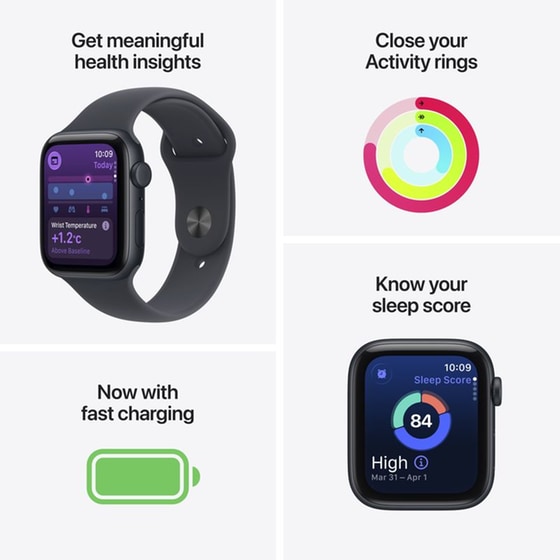 Apple Watch SE 3 GPS + Cellular 40mm Midnight Aluminium Case with Midnight Sport Band - M/L image 2