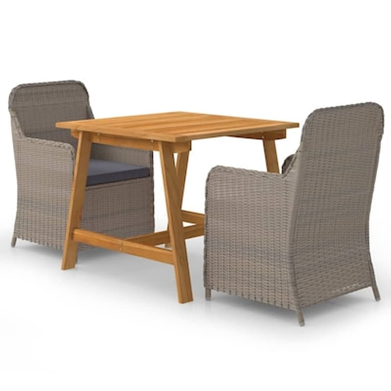 Vidaxl Σετ Τραπεζαρίας Κήπου 3 Τεμαχίων Καφέ