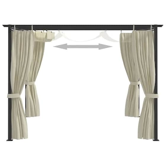 Κιόσκι Vidaxl Ατσάλινο με Κουρτίνες 3x3cm - Κρεμ image 5