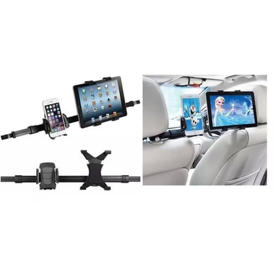 Βάση Στήριξης Tablet Διπλή για Κινητά & Tablets Προσκέφαλο Αυτοκινήτου - Μαύρο image 2