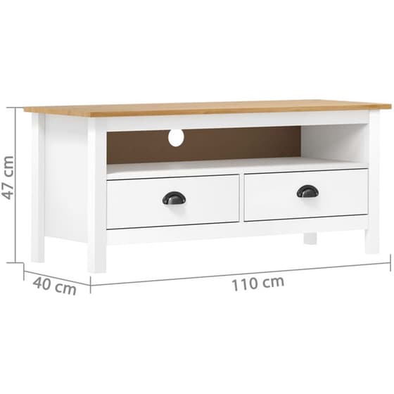 Έπιπλο Τηλεόρασης Hill Range Vidaxl Ξύλινο Πεύκου 110x40x47cm - Λευκό image 3