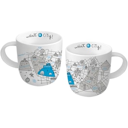 Κούπα Χάρτης Whatathens Κεραμική 350 ml - Λευκό/Γαλάζιο