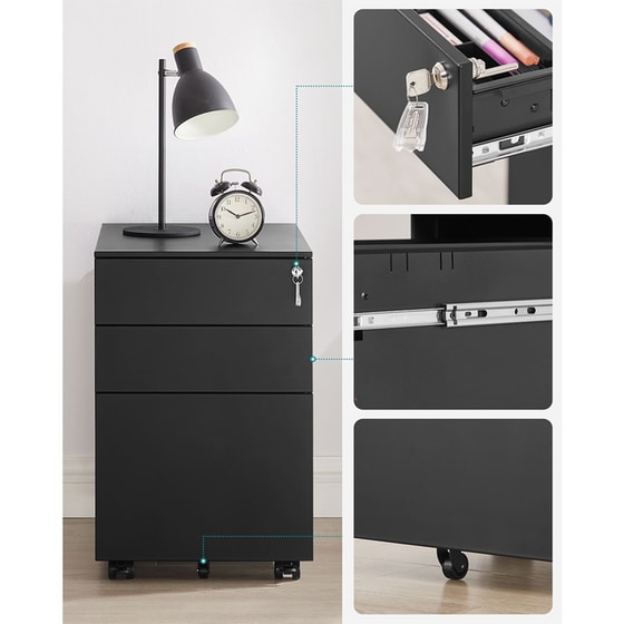 Συρταριέρα Γραφείου Songmics Ofc60bk από Μέταλλο 52x39x60cm - Μαύρο image 7