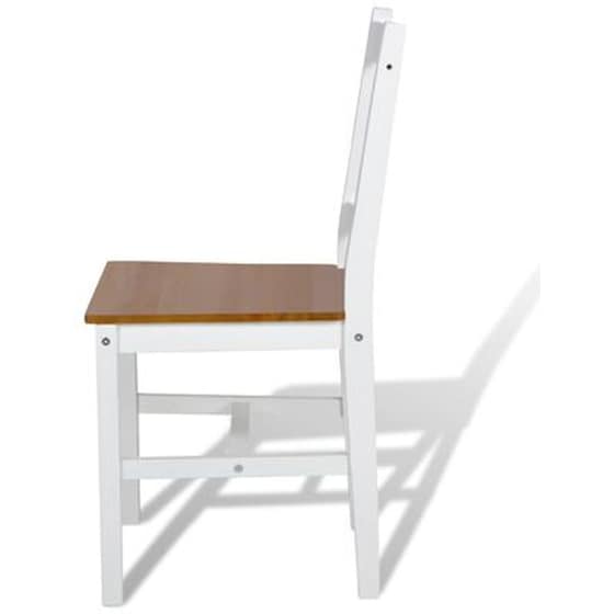 Καρέκλες Τραπεζαρίας Vidaxl από Ξύλο Πεύκου 2 Τμχ - Λευκό/Καφέ image 2