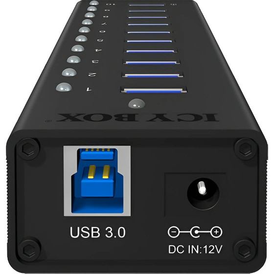 Icy Box IB-AC6110 USB Hub 10-Port USB 3.0 συμβατό με USB-A image 2