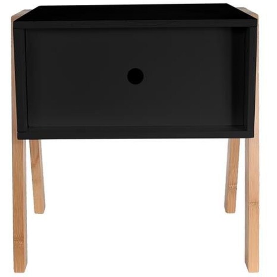 Κομοδίνο με Συρτάρι Home Deco Factory από Mdf Hd3727 44x35x45.3 cm - Μαύρο image 1