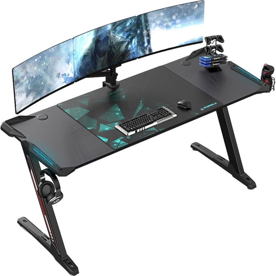 Γραφείο Gaming Eureka Ergonomic ERK-Z60-B-2-V1 153x60.5x78.5cm - Carbon Fiber Μαύρο image 0