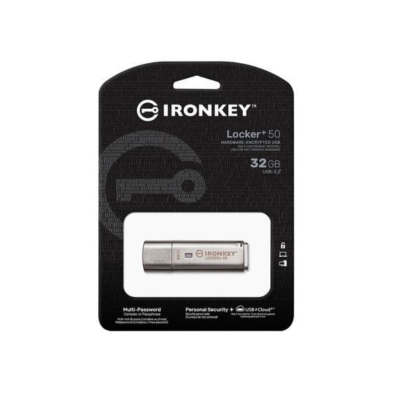 Kingston IronKey Locker+ 50 32GB USB 3.2 Stick - Ασημί image 2