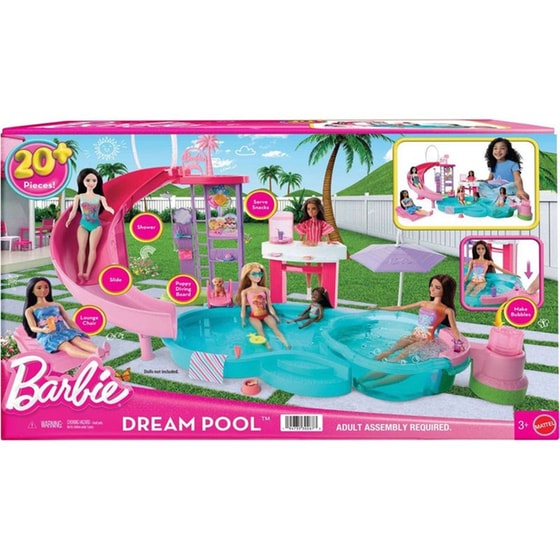 Barbie Dream Pool Playset With Slide & Bubbling Hot Tub image 0