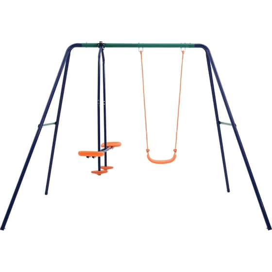 VidaXL Σετ Κούνιας 3 Θέσεων από Ατσάλι & Πλαστικό - Μπλε/ Πράσινο/ Πορτοκαλί image 1