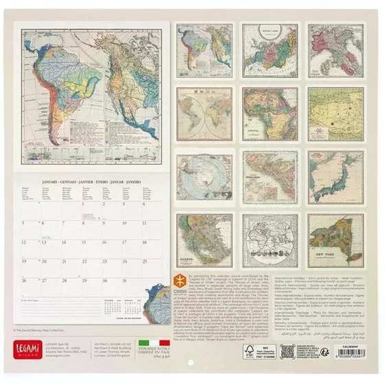Ημερολόγιο Τοίχου Legami 2026 Vintage Maps 30x29cm image 2