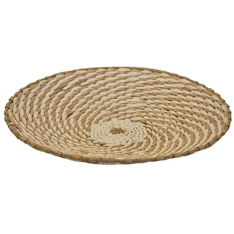 Διακοσμητικό Τοίχου Mod Πιάτο 67341 Ψάθινο Φ40cm - Μπεζ/Λευκό