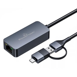 Powertech Αντάπτορας Δικτύου Ptr-0149, Usb Και Usb-c, 1000 Mbps, Γκρι