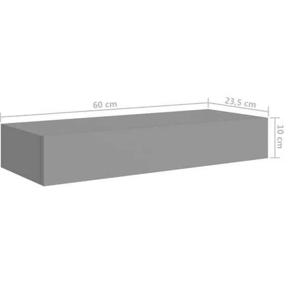 Ράφια Τοίχου VidaXL με Συρτάρι από MDF 60x23.5x10 cm 2 Τμχ- Γκρι image 9