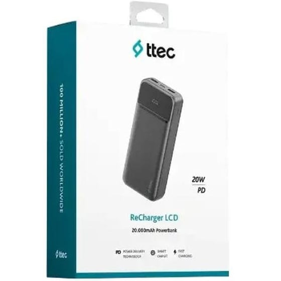 Powerbank TTEC ReCharger LCD 20.000 mAh 20W - Black image 3