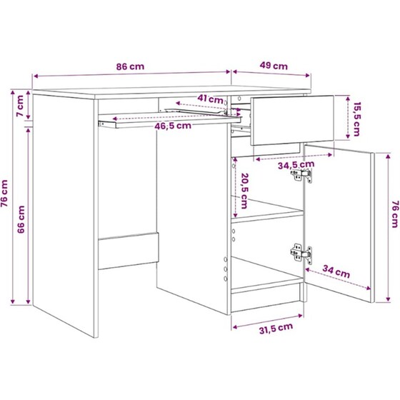 Γραφείο VidaXL από Επεξεργασμένο Ξύλο 86x49x76 cm - Γκρι Σκυροδέματος image 13