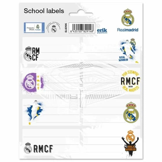 Αυτοκόλλητες Ετικέτες Grupoerik Real Madrid (2 Φύλλα - 16 Τεμάχια) image 0