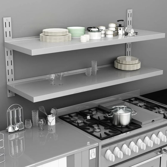 Ράφι Τοίχου VidaXL από Ανοξείδωτο Ατσάλι 150x30 cm - Γκρι image 2