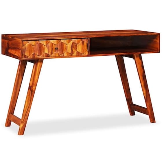 Γραφείο Μελέτης VidaXL από Μασίφ Ξύλο Sheesham 118x50cm - Καφέ Σκούρο image 1