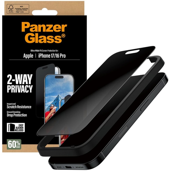 Προστατευτικό οθόνης Apple iPhone 17/iPhone 16 Pro - PanzerGlass 2-Way Privacy Ultra-Wide Fit Screen Protection image 5