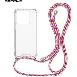 Θήκη Xiaomi Xiaomi 14 - Sonique Armor Σιλικόνης Με Κορδόνι Rainbow Κοραλλί - Clear