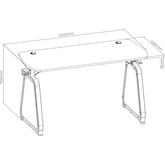 Γραφείο Gaming White Shark Medusa από Μοριοσανίδα 136x60x75 cm - Μαύρο image 9
