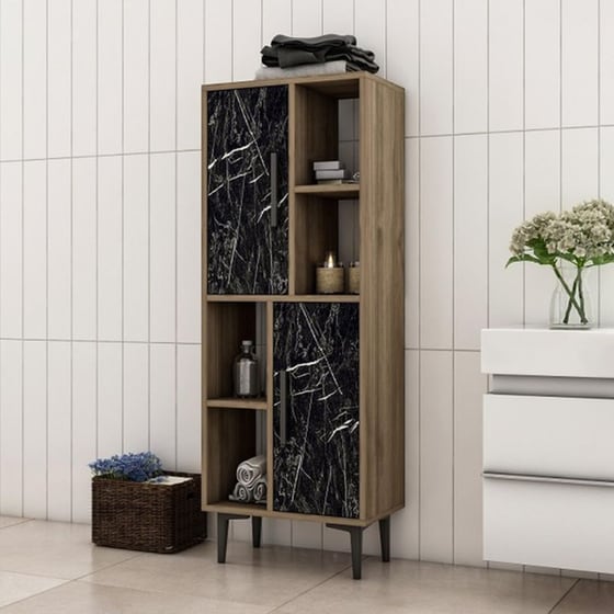 Βιβλιοθήκη 24Mall Toro από Μοριοσανίδα 50x29.6x135 cm - Μαύρο/Καρυδί image 1