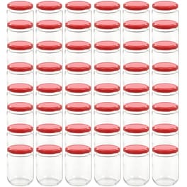 Βάζο Αποθήκευσης Τροφίμων Vidaxl Γυάλινο 230ml 48 Τμχ - Διάφανο/Κόκκινο