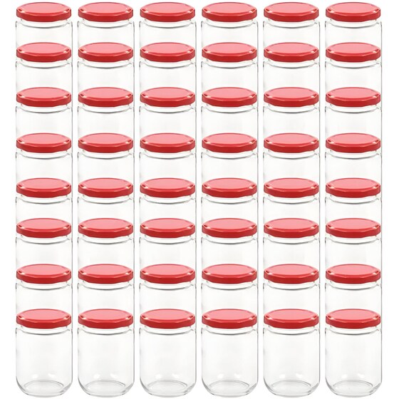 Βάζο Αποθήκευσης Τροφίμων Vidaxl Γυάλινο 230ml 48 Τμχ - Διάφανο/Κόκκινο image 0