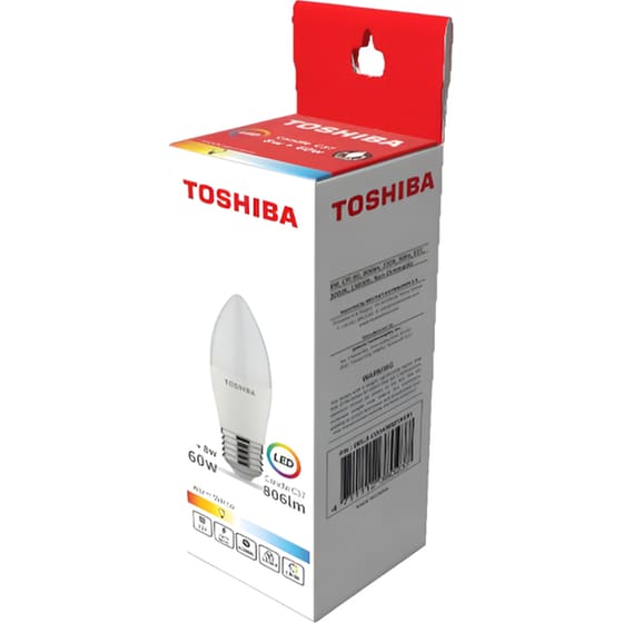 Λάμπα LED Toshiba C37 E27 8W 3000K - Θερμό Λευκό image 1