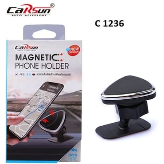 Βάση Στήριξης Αυτοκινήτου Για Ταμπλό Carsun C1236 Τρίγωνη Μαγνητική - Μαύρο image 0