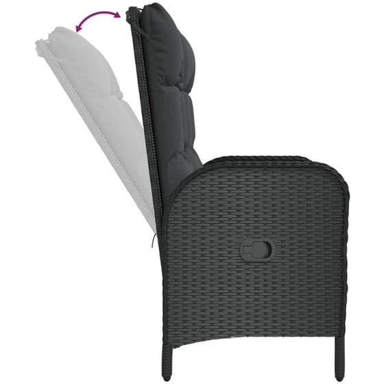 Παγκάκι Κήπου VidaXL με Μαξιλάρια από Συνθετικό Ρατάν 107x62.5x109 cm -  Μαύρο image 5