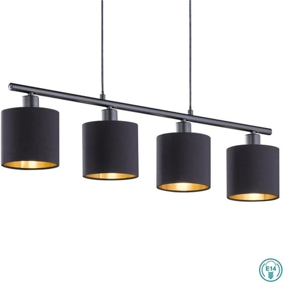Trio Lighting Tommy Ρυθμιζόμενο Κρεμαστό Φωτιστικό Μαύρο Ράγα για 4 Λαμπτήρες E14 75x12x150εκ. image 1
